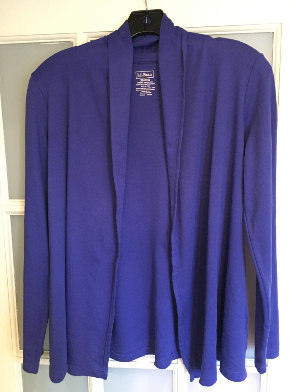 L.L. BEAN Supima Cotton Purple Long Sleeve Open Cardigan; Size: XS